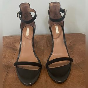 Black Leather Heels with Velvet Strap